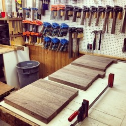 Canadianwoodworks:  About To Glue Up Walnut Bar Stool Seat Blanks #Wood #Woodworking