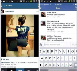 terrakion:   reblogalert:  boneycircus:  whatbigotspost:  Nicholas Lord, a Navy sailor since 2008 currently on active duty, is under investigation after threatening to rape a young woman who is a Navy recruit. The young woman posted a photo of herself