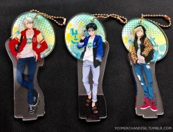 yoimerchandise: YOI x Movic Acrylic Keychains with Bases Original Release Date:December 2017 Featured Characters (3 Total):Viktor, Yuuri, Yuri Highlights:This set of keychains &amp; bases feature the main trio in hoodies and backpacks. The visuals were
