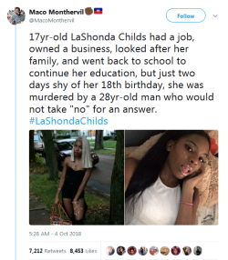 arekkucu: lovealwaysheavin:   endangered-justice-seeker:  A CHILD in an abusive relationship cried out for help on social media &amp; was dismissed &amp; told to “just leave.” Now she’s dead.  PROTECT BLACK GIRLS &amp; WOMEN  OMGGGG   People always