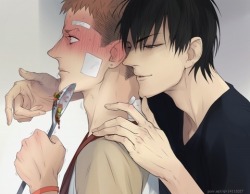 apysama:  He Tian and the redhead delinquent tsun tsun ~  Art by Umary [TashiMi] Pixiv.net/id=14112027  Based on original story and characters by Old Xian’s manhwa, “19Days” 😀