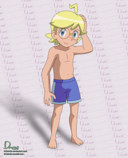 th3dm0n:   Clemont - Wearing the Stolen Underwear  Clemont wearing the underwear he snuck out from Ash’s backpack :3.© Names &amp; Characters are Copyrighted by Pokémon/Nintendo.No copyright infringement intended  