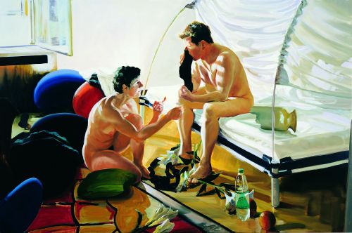 grundoonmgnx:Eric Fischl (American, b. 1948), The Krefeld Project: Bedroom, Scene; After the Tantrum, Unholy News, 2004 Oil on linen, 65 x 98 in.