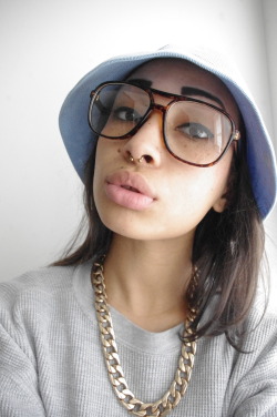 outfitmadestyle:  Geek Chic Specs (available at Outfit Made) OM Curb Chain Necklace (available at Outfit Made) 