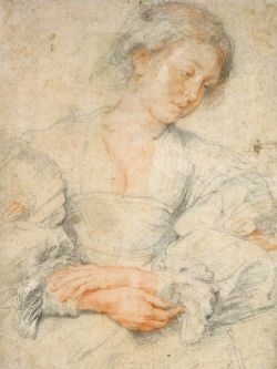 sketchesandstudies:  Peter Paul Rubens    Portrait of a Young Woman 1630-36 Black and red chalk, 473 x 354 mm Museum Boijmans Van Beuningen, Rotterdam www.wikiart.org 