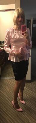 Jessica Presley trying on a new satin blouse!~ Sissy Princess 