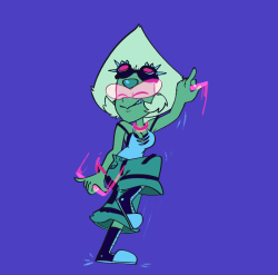 stevraybro:  Daily Doodle 2/25/16I was gonna make Amethyst a raver, but i felt t was more fitting for Peridot. Peridot’s shuffling is based around LMAO’s Party Rock Anthem, particularly the nurse girl. Clothing based on what my high school friend