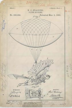 Patent Drawing for R. J. Spaldings Flying Machine, 03/05/1889