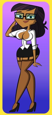 ck-xxx-art-blog:  Here’s some birthday gifts for my friend ​ grimphantom2  that features one his fave female characters, Ellody from Total Drama’s spin-off series, Ridonculous Race as a sexy teacher. I also made alternate versions of this pic which