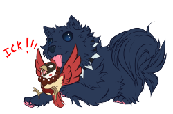 derthercksdoodles:  A pair of stickers this time. Ren and Beni share a nice tender moment of friendship and Ren at the mercy of those awful boyfriends and their evil socks.