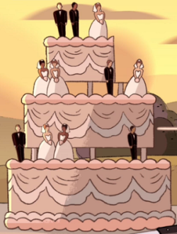 kirbylesbian:  best part of the new su ep: this super gay cake 
