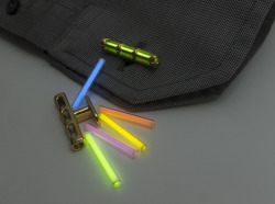sixpenceee:  Tritium JewelryTritium tubes are simply gas-filled, thin glass vials with inner surfaces coated with a phosphor.   The gaseous tritium in these light sources undergoes beta decay, releasing electrons that cause the phosphor layer to fluoresce
