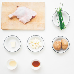 frenchcuisse:  INGREDIENTS Duck leg, chives, butter, cheese curds, potatoes, duck fat, beef stock.
