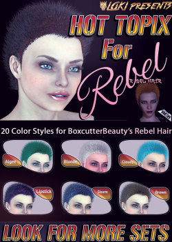 Looking for some more selections for BoxcutterBeauty’s Rebel Hair?? Well here you have it! Loki’s just created some more for ya! With this pack you&rsquo;ll get 20 brand new Material Sets! Get Wild you rebel! This product is also 15% off until 12/26/2015!