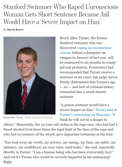 cloudkickincrysis:  chunty:  thisiseverydayracism:  thisiseverydayracism:  This is rape culture.  This is white male privilege.  This is injustice.  The rapist and the judge are revolting, sociopathic spawns of the devil.  Rapist: Brock Allen TurnerJudge: