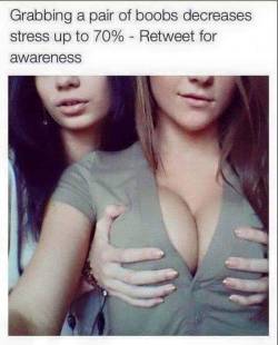 happyhyperhayley:  bimboficationforall:  blackjaxxx:  Try 95%   This is absolutely true. It’s just one of the many things a beautiful pair of breasts can do to make the world a better place.  Oh wow really? I am so stressed all the time! This is such
