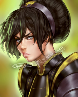 theartmage:  Toph Beifong from Legend of Korra!In my style yay! It works well with my lineart style :D  Follow for more! deviantart | Instagram | Facebook | Youtube | Society6  Art © Reza Kabir 