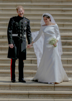 meghanmarklesmafia:  Newly weds, The Duke &amp; Duchess of Sussex depart Windsor Castle. | 19th May 2018.