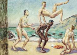 Duncan Grant (British, 1885-1978), Boys Leapfrogging, 1962. Oil on canvas, 21 x 29 in.