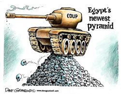 cartoonpolitics:  Egypt - “The police and the army don’t understand any language except force. They want to kill anybody who has an opposing view.” (Khalid Mohsen, caught in the Cairo massacre) .. (story here)
