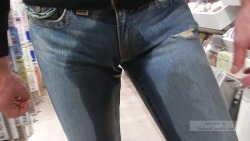 femboydl:wetting true religion jeans in public- it was a brave and risky session…   - more awesome pictures-http://femboydl.tumblr.com/archive  Buffalo shoes!!!!!!!!!!