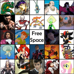 I did another favourite character bingo