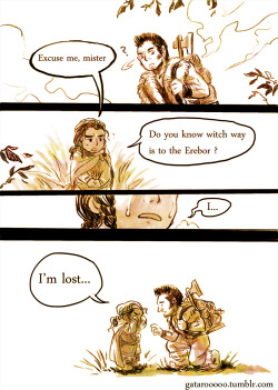 gatarooooo:  Lost and found. Their age probably wrong, but I just wanna draw crying little Thorin…^p^ 