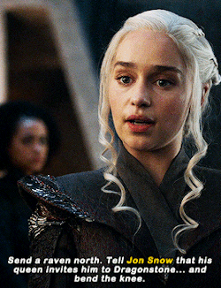 jondaenerysdaily:Daenerys and Jon saying each other’s name on screen for the first time. (requested by @manbunjon)
