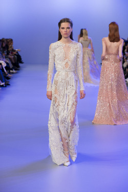 eliesaab:  Opening pure white gowns from yesterday’s Haute Couture show.  View the entire collection on www.live.eliesaab.com 