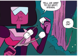 swankivy:  cant-get-enough-pearl:  GARNET IS EATING. THIS IS CANON UNTIL PROVEN OTHERWISE. AAAAAAAAAAAAAAAAAAAAAAAAAAAAAA  She ate in a previous comic too. DOUBLE-SCOOP ICE CREAM with Steven.   GARNET LIKES TO EATS SWEETS HOW PRECIOUS