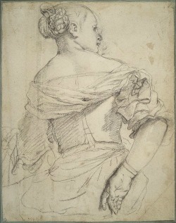 whitehotel:  Veronese, Figure of a woman seated with her back turned (Study for the Eritrean sybil) 16th century 