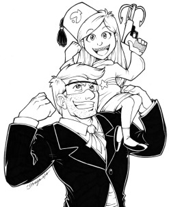 wildhybrid:  Inktober Day 15 A friend suggested I give some Gravity Falls characters a shot, so here are Grunkle Stan and Mabel! Art Only Tumblr | Twitter | Instagram | Support me via Ko-Fi!  so adorable X3
