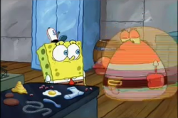 ruinedchildhood:  HERE’S MR.KRABS IN THE MIDDLE OF MORPHING INTO A KRABBY PATTY