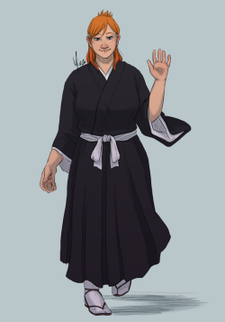 yinza:Orihime in her shinigami disguise for @singekyo! I actually used to watch Bleach, but the little fanart I did for it was pre-Tumblr so this is an immense improvement lol.