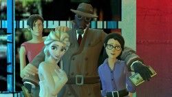 Unknown Production Main Stars  On the far left is Blanely, Fairly young actress, (Legal). Next to her is Elsa, Queen of Arendelle who has appeared in a few previous productions. To the far Right is Miss Pauling, once the assistant of the Administrator