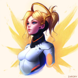 zarory: Since I had so much fun on my nebula series, I thought that it would fun to do a series featuring the ladies of Overwatch. Already painted D.Va a little while ago, so here is Mercy. &lt;3