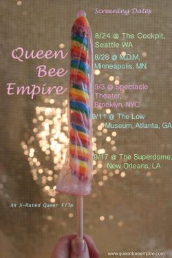 teeveedinner:  tour has started!!!!!!!!im joining my buddies underpass + kt spit on their tour (you can view dates here), along the way im having a few screenings of my x-rated queer film Queen Bee Empire.Tomorrow is Seattle, than there will be screenings