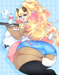 cherrikissu:  it seems daisy is the newest employee of @queenchikkibug‘s lovely moo bar!
