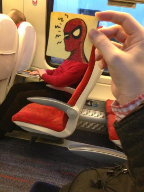 tastefullyoffensive:  How to Pass Time on the Train by October JonesRelated: Subway Snapchat Art 