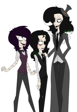 vivivihrea:  well i did a thing i drew azrael in a tim burton-esque style like how i used to? plus his little friends victor and meeka (tw: abuse, kidnapping and torture mentions below) victor used to live with his parents, and was an upperclass child.