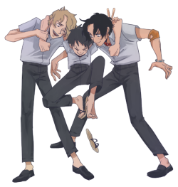 mugiwara-lucy: mtcolubo: brothers I can just imagine these three in school! XD 
