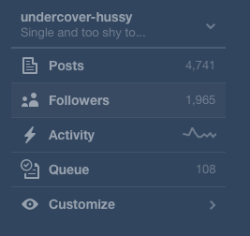 undercover-hussy:  So I’m about 35 followers away from 2K. I have an idea on how to commemorate this occasion but I’d like your opinions.If requested, I will write your username on my body somewhere and take a picture for you. I will probably just