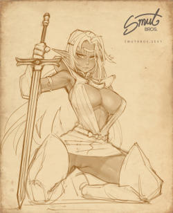 bbc-chan: Pirotess - WIP Lodoss’ dark elf in distress. WIP (sketch) of December’s collab request. Lineart, Colored version, and Hi-res versions will be available to SmutBros patrons.  BECOME A PATRON OF SMUTBROS patreon | twitter | hentai foundry