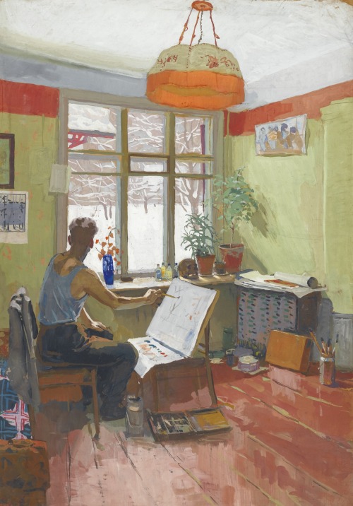 blastedheath:  Viktor Popkov (Russian, 1932-1974), Winter Studio, 1959. Gouache on card, 106 x 74 cm. 