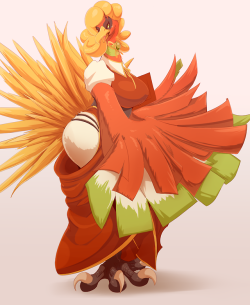 hurikata:   lady luiante HO-OH in lunar festival outfit ~ for lenienHO-OH © The Pokémon Company  