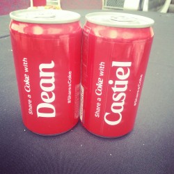 dean-has-a-wing-kink:  alchemic-fallen-angel:  baconeatsyou:  aonootaku:  aonootaku:  Share a Coke with Dean and Cas!  I DID NOT ALMOST GET KICKED OUT FOR LYING THROUGH MY TEETH TO THE COKE PEOPLE FOR FIVE NOTES. THEY ASKED IF MY NAME WAS LEGIT CASTIEL,