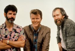 soundsof71:  David Bowie, with George Lucas and Jim Henson for Labyrinth