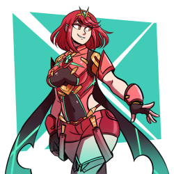 scruffyturtles:  Took a while but here she is! Winner of the Fanart Friday poll on my Patreon is Pyra from Xenoblade Chronicles 2! She has…quite the design.  