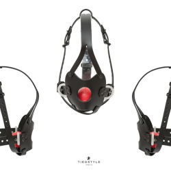 tiedstyle:Handmade muzzle gag with a hole in the front panel for additional #inflatable #gags.Including a removable red silicone #ball #gag. Full adjustable. All black.    My Name Is Mark And I Live At 801 SO. Main ST. Apt 13: Culver In 46511   (574)