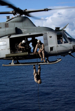 militaryandweapons:  Hanging on a Huey by